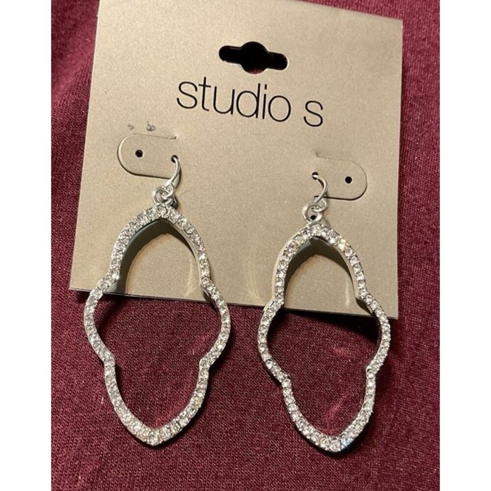 Sears Open Frame Rhinestone Drop Earrings
